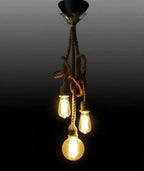 Knot Rope Chandelier (3-10 Arms), Custom Length (50-350cm), Rustic Farmhouse Multi Pendant Light for Cafe Bar