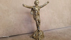 Homeartparis production Anatolian Warrior Statue efe , Handmade Turkish History Decor, Antique Gold Marble Dust Figurine, Office Accessory, Collectible Gift