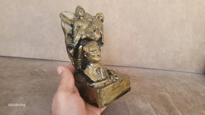 Mustafa Kemal Atatürk Bust Statue WWI Dardanelles Front Marble Powder Historical Gift Homeartparis production