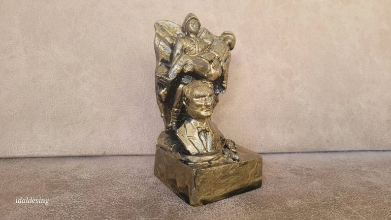Mustafa Kemal Atatürk Bust Statue WWI Dardanelles Front Marble Powder Historical Gift Homeartparis production