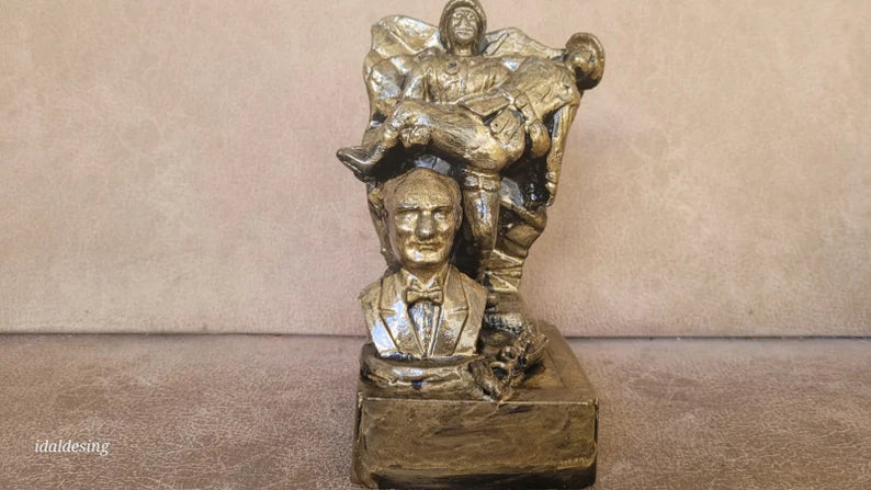 Mustafa Kemal Atatürk Bust Statue WWI Dardanelles Front Marble Powder Historical Gift Homeartparis production