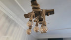 Chunky Rope Cross Beam Chandelier, Rustic Beam Light, Custom Farmhouse Lighting, 5-Light Dining Room Fixture