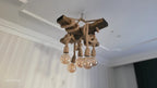 Chunky Rope Cross Beam Chandelier, Rustic Beam Light, Custom Farmhouse Lighting, 5-Light Dining Room Fixture