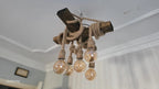 Chunky Rope Cross Beam Chandelier, Rustic Beam Light, Custom Farmhouse Lighting, 5-Light Dining Room Fixture