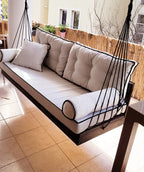 Modern Black Wood Hanging Sofa Minimalist Indoor Couch Homeartparis production, swing bed