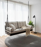 Modern Black Wood Hanging Sofa Minimalist Indoor Couch Homeartparis production, swing bed