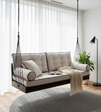 Modern Black Wood Hanging Sofa Minimalist Indoor Couch Homeartparis production, swing bed