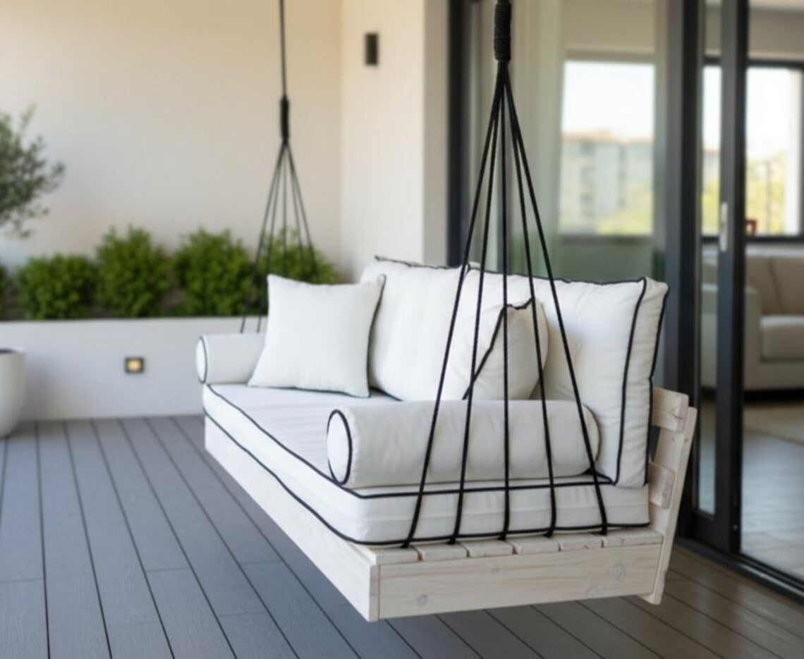 Home art paris desing Custom porch swing sofa, patio garden swing bed, Hanging Sofa Design Your Own Porch Swing Modern Patio Lounger Homeartparis production