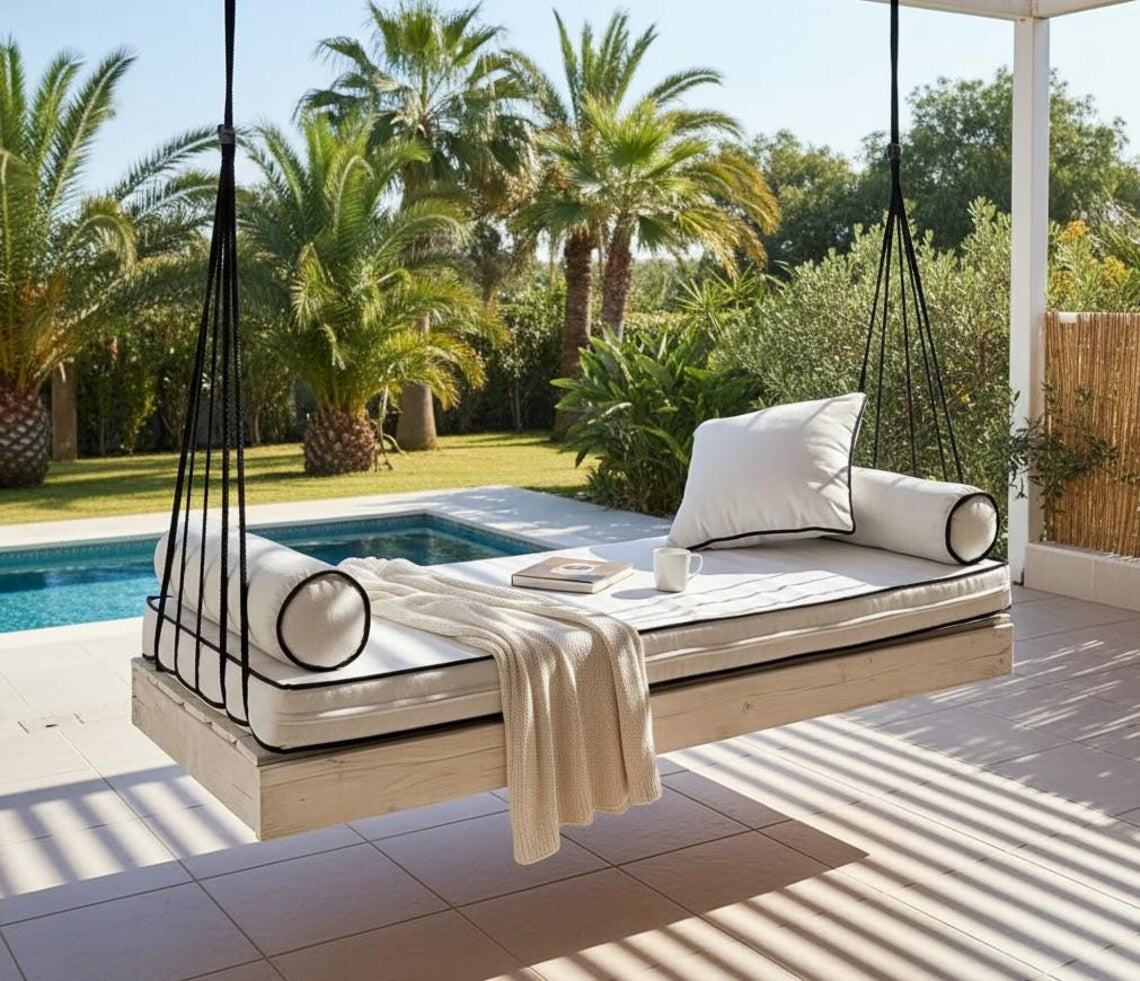 Home art paris desing Custom porch swing sofa, patio garden swing bed, Hanging Sofa Design Your Own Porch Swing Modern Patio Lounger Homeartparis production