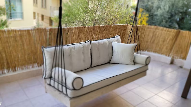 Home art paris desing Custom porch swing sofa, patio garden swing bed, Hanging Sofa Design Your Own Porch Swing Modern Patio Lounger Homeartparis production