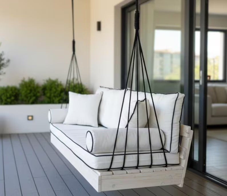 Home art paris desing Custom porch swing sofa, patio garden swing bed, Hanging Sofa Design Your Own Porch Swing Modern Patio Lounger Homeartparis production