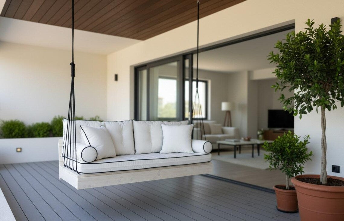 Home art paris desing Custom porch swing sofa, patio garden swing bed, Hanging Sofa Design Your Own Porch Swing Modern Patio Lounger Homeartparis production