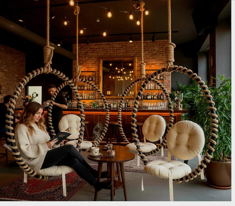 Homeartparis Industrial Hanging Chair Heavy Duty Metal Swing Cafe Bar Furniture Homeartparis production, bedroom decoration,  , Indoor Outdoor Swing