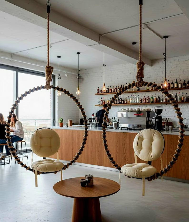 Homeartparis Industrial Hanging Chair Heavy Duty Metal Swing Cafe Bar Furniture Homeartparis production, bedroom decoration,  , Indoor Outdoor Swing