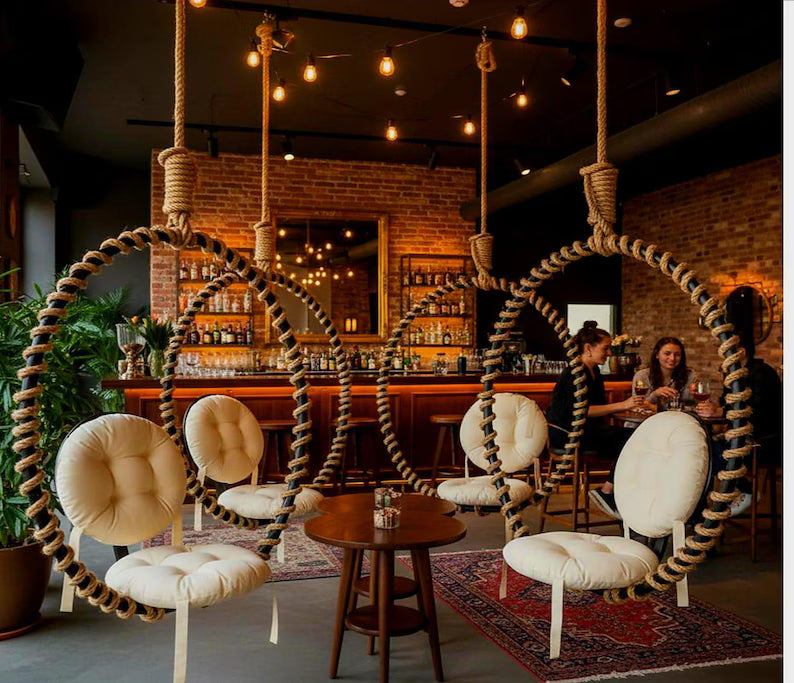 Homeartparis Industrial Hanging Chair Heavy Duty Metal Swing Cafe Bar Furniture Homeartparis production, bedroom decoration,  , Indoor Outdoor Swing