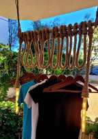 Industrial Rope Clothes Rack with 2 Lights Ceiling Hanging Garment Rack Homeartparis production