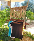 Industrial Rope Clothes Rack with 2 Lights Ceiling Hanging Garment Rack Homeartparis production