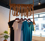 Industrial Rope Clothes Rack with 2 Lights Ceiling Hanging Garment Rack Homeartparis production