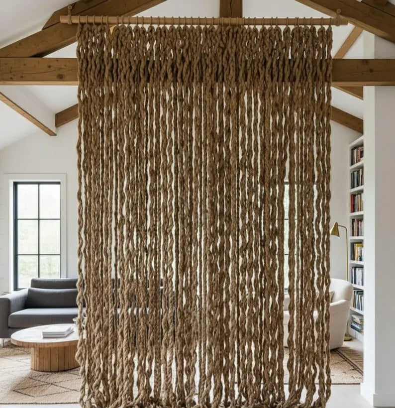Jute Rope Partition Wall Hanging Boho Macrame Room Divider Homeartparis production