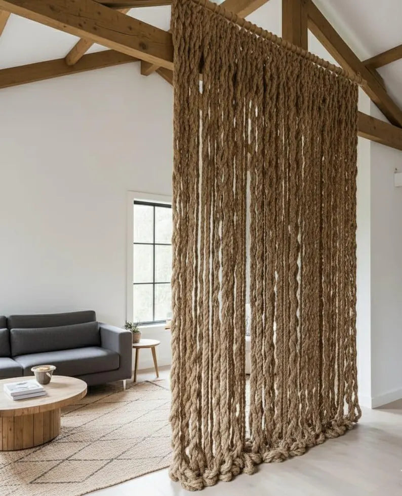 Jute Rope Partition Wall Hanging Boho Macrame Room Divider Homeartparis production