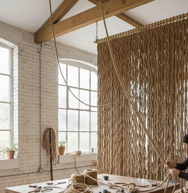 Jute Rope Partition Wall Hanging Boho Macrame Room Divider Homeartparis production