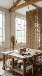 Jute Rope Partition Wall Hanging Boho Macrame Room Divider Homeartparis production