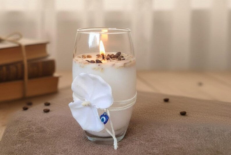 homeartparis Large Glass Jar Candle, Handmade Coffee & Lavender Scented, Housewarming Gift, Decorative candles
