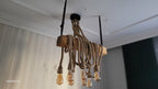 The homeartparis - Linear Wood Chandelier, Kitchen Island Lighting, Rustic Dining Table Lamp, 8-Rope Pendant Light Fixture