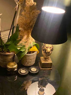 homeartparis - Modern Lion Head Table Lamp, Gold Base Black Shade, Luxury Animal Accent Light for Office Living Room Decor