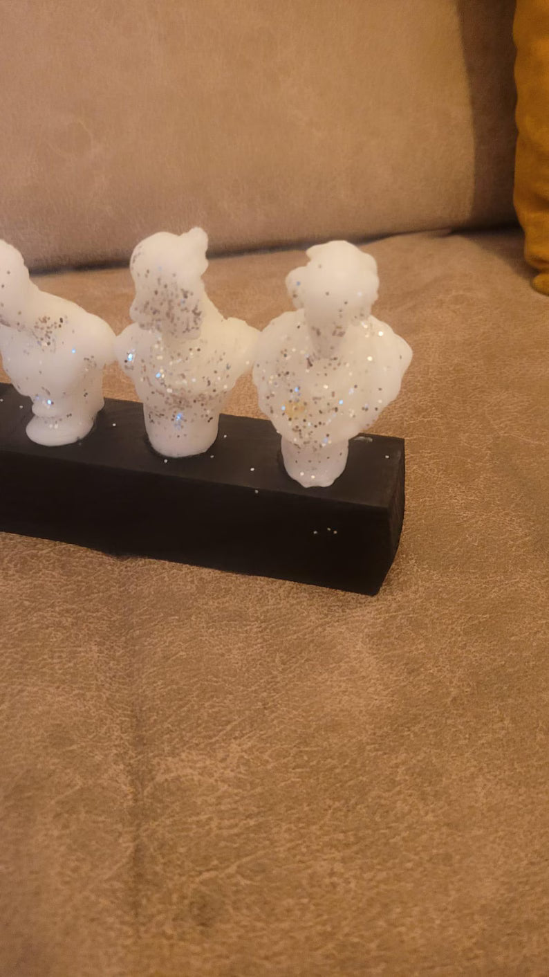 Mini Statue Candles Gilded Greek Bust Black Wood Base Homeartparis production Set of 7