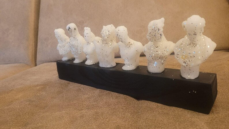 Mini Statue Candles Gilded Greek Bust Black Wood Base Homeartparis production Set of 7