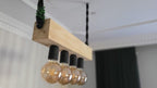 Minimalist Wood Beam Chandelier, Scandinavian Style Pendant, Modern Farmhouse Kitchen Island Lighting