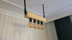 Minimalist Wood Beam Chandelier, Scandinavian Style Pendant, Modern Farmhouse Kitchen Island Lighting