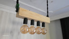 Minimalist Wood Beam Chandelier, Scandinavian Style Pendant, Modern Farmhouse Kitchen Island Lighting