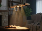 Wood LED Chandelier, Linear Light for Kitchen Island, 3-Spotlight Fixture, Minimalist Office Ceiling Lamp