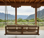 Mountain Lodge Porch Swing - Rustic Hanging Sofa & Cabin Style Pine Wood Lounge