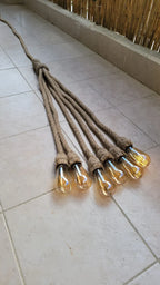 homeartparis - Multi-Pendant Rope Chandelier, 4-6-8-10 in 1 rope Light Options, Restaurant & Cafe Lighting, Industrial Pendant Cluster