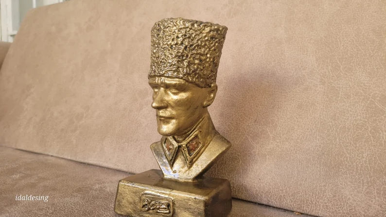 Black Mustafa Kemal Ataturk Bust Historical War Statue Memorial Homeartparis production