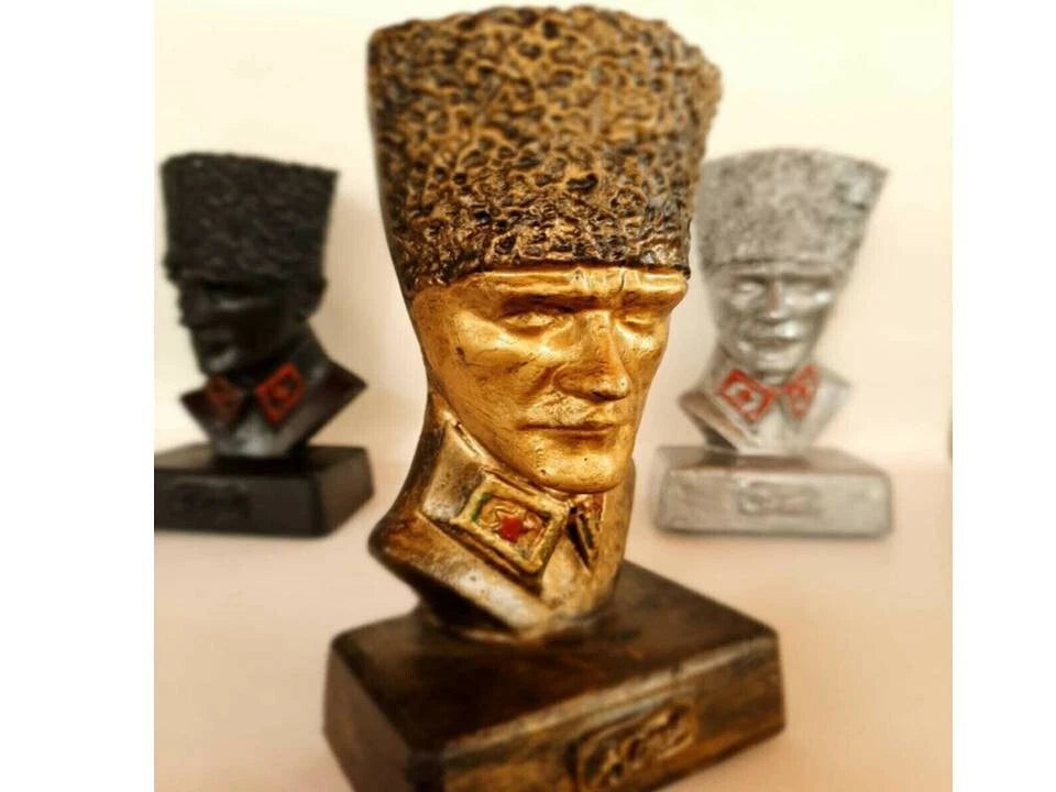 Silver Edition Mustafa Kemal Ataturk Bust Historical War Statue Homeartparis production