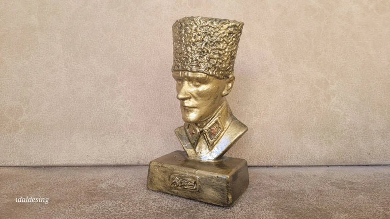 Black Mustafa Kemal Ataturk Bust Historical War Statue Memorial Homeartparis production