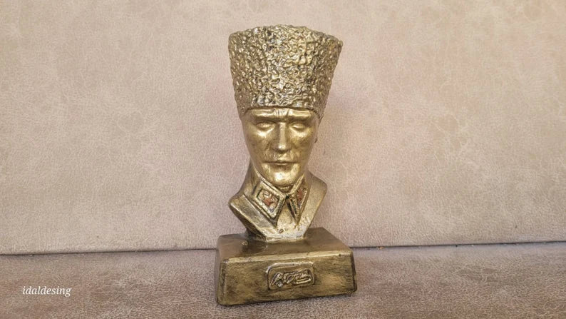 Silver Edition Mustafa Kemal Ataturk Bust Historical War Statue Homeartparis production