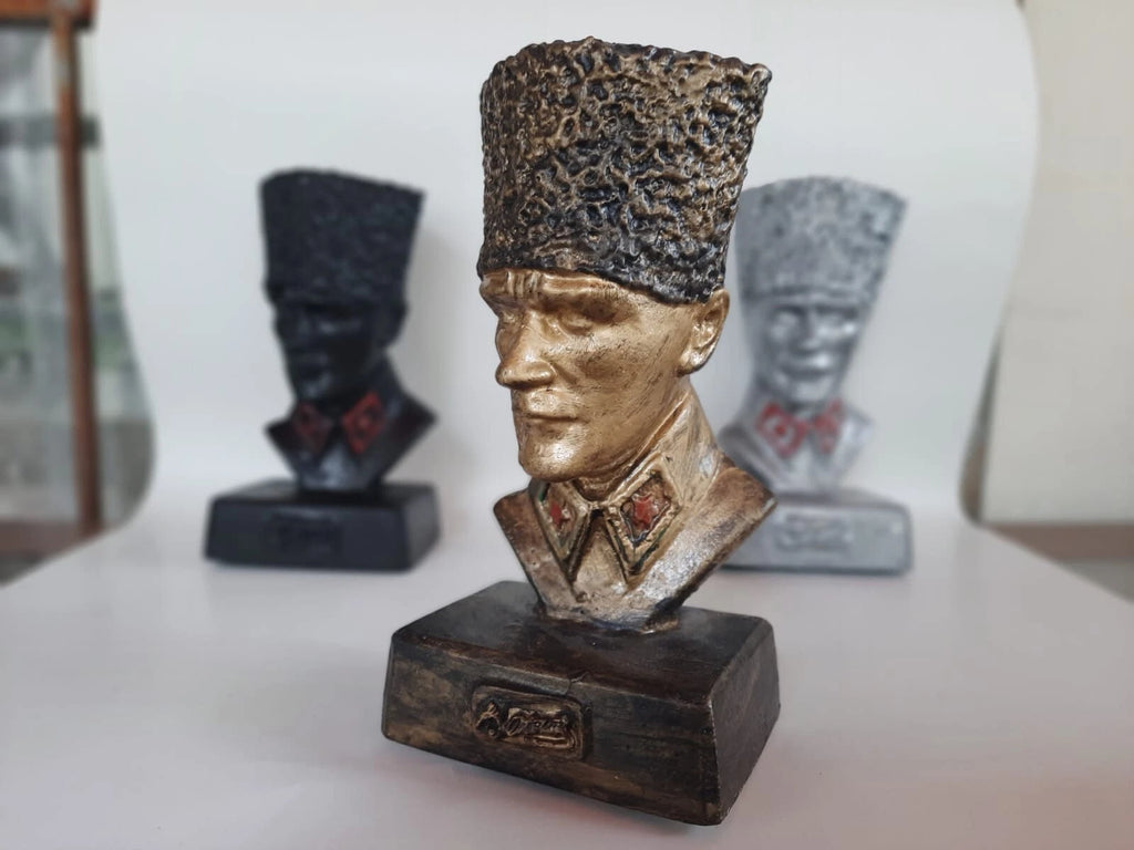 Black Mustafa Kemal Ataturk Bust Historical War Statue Memorial Homeartparis production