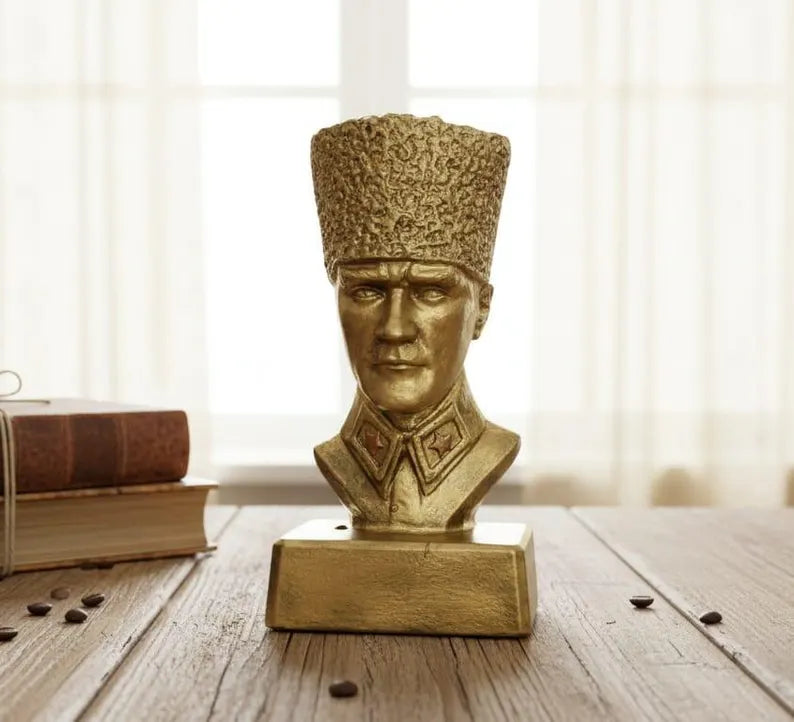 Silver Edition Mustafa Kemal Ataturk Bust Historical War Statue Homeartparis production