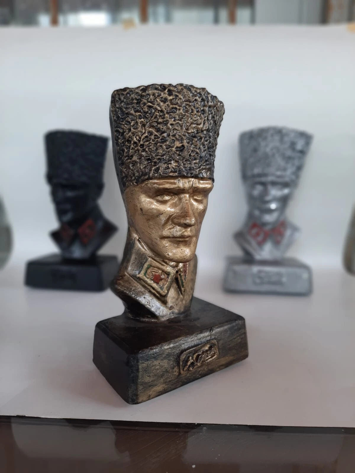 Silver Edition Mustafa Kemal Ataturk Bust Historical War Statue Homeartparis production