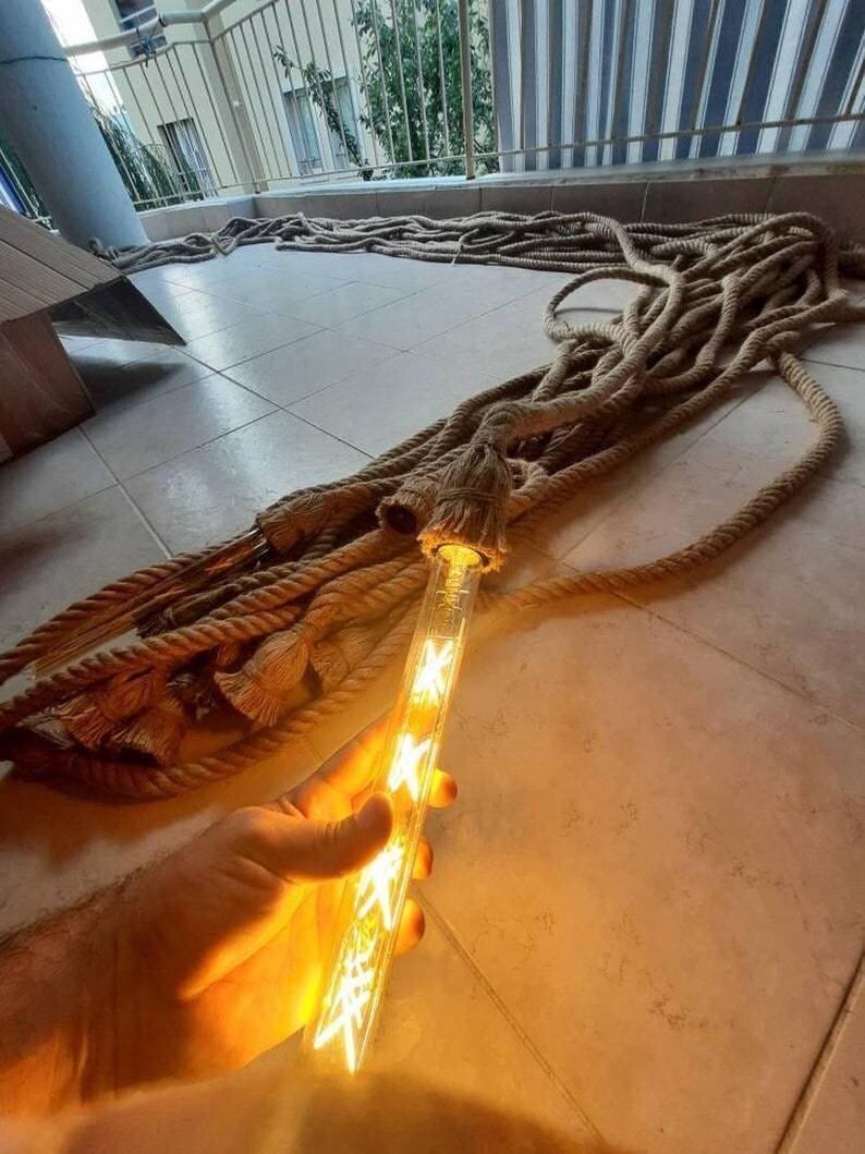 rope braid cable, hemp rope lighting, rustic rope lighting