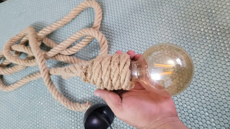 3 in 1 Rope Light, ROPE Pendant,  Rustic Jute Lamp, Beach House Decoration