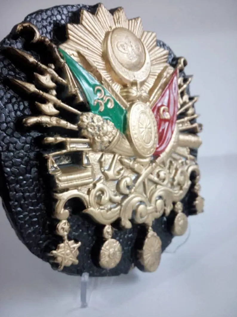 Ottoman Coat of Arms Desk Ornament, 15cm Tabletop Figurine, Sultan Abdulhamid II Symbol, Historical Turkish Gift