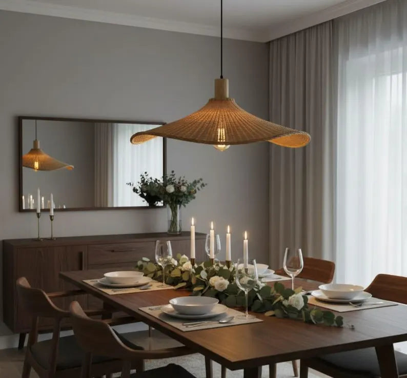 Rattan Bamboo Lamp: A Handcrafted Pendant Reflecting the Sun's Warmth