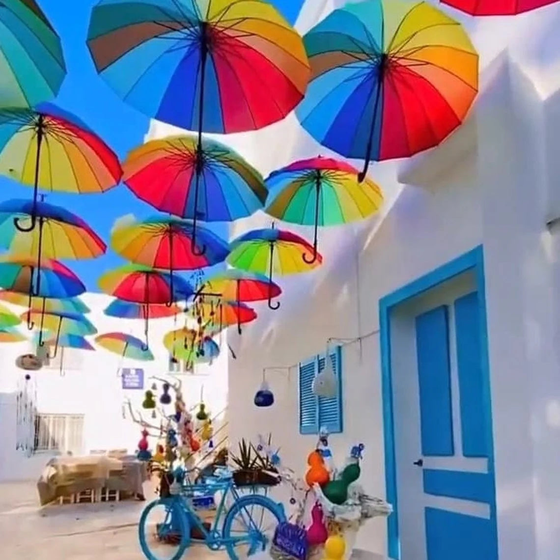 The Rainbow Umbrella Decoration Colorful Hanging Street Festival Decor Homeartparis production