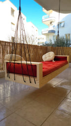 Reversible Hanging Sofa Modern Pine Wood Swing Couch Indoor Outdoor Lounger Home art paris production